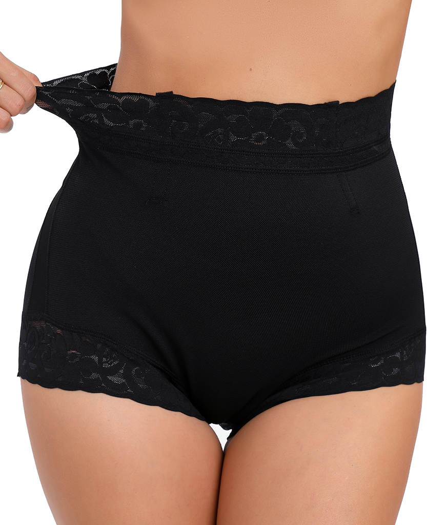 2 Pack Tummy Control Underwear for Women High Waisted Butt Lifting Panties Lace Breathable Comfortable Briefs