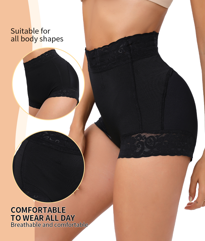 2 Pack Tummy Control Underwear for Women High Waisted Butt Lifting Panties Lace Breathable Comfortable Briefs