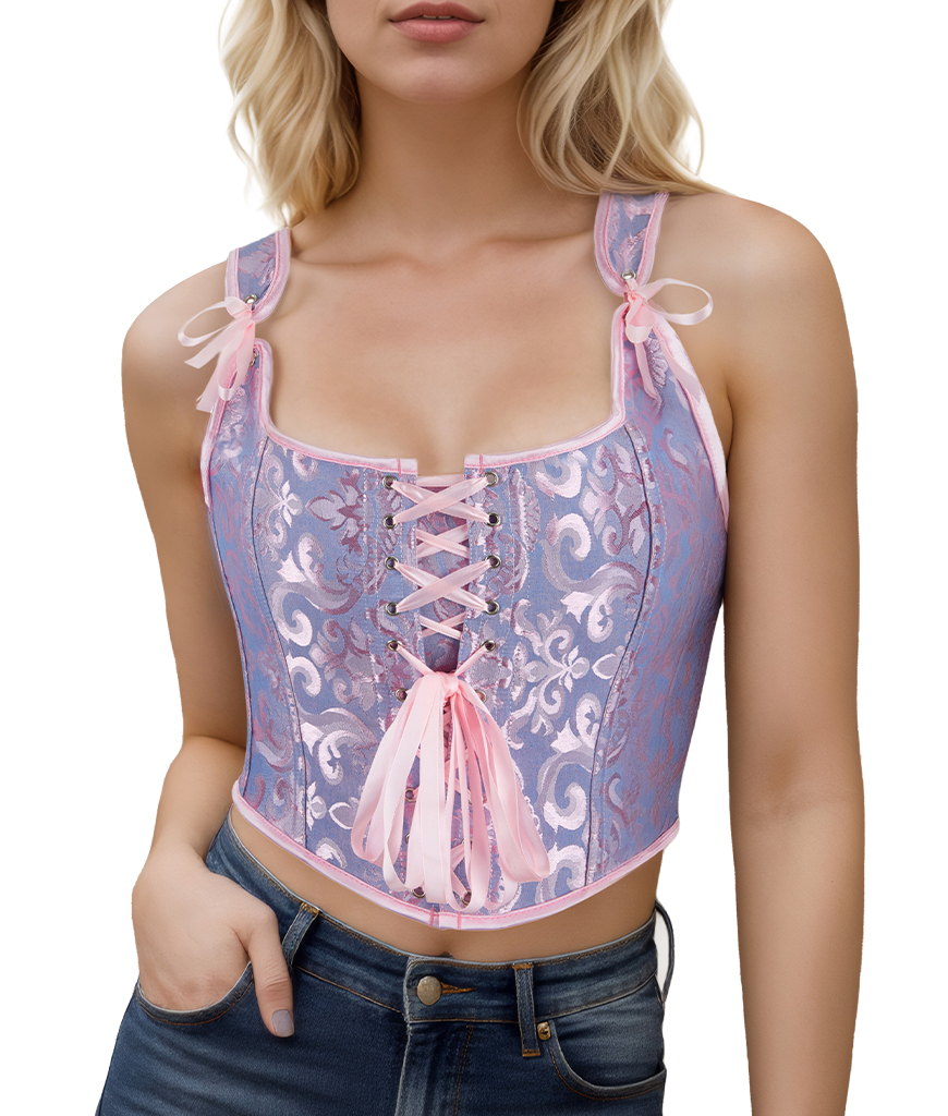 Corset Tops for Women Going Out Fashion Womens Sexy Vintage Overbust Corset Tops for Women Women's Renaissance Style Lace-Up Corset Camisole,Push Up Lingerie Jacquard Shapewear