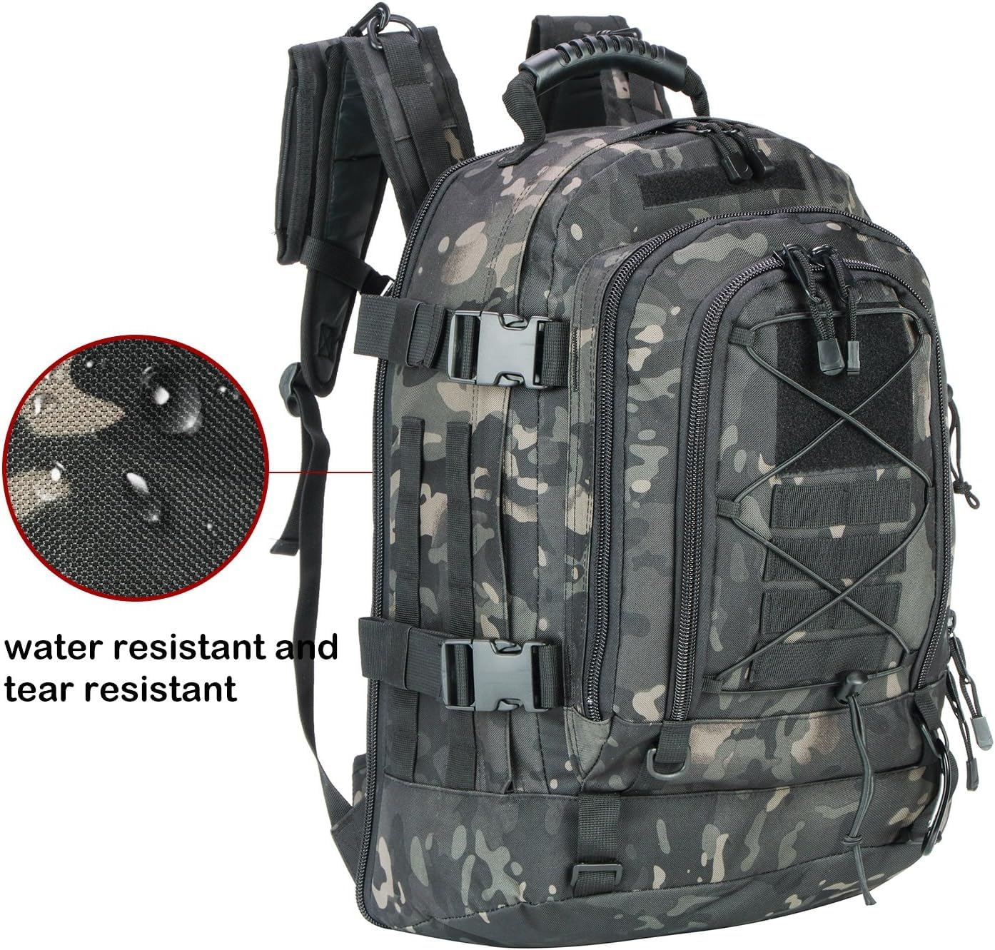 Expandable 40-64L Military Tactical Backpack 3 Day Bag Hiking Gym Sport Camping