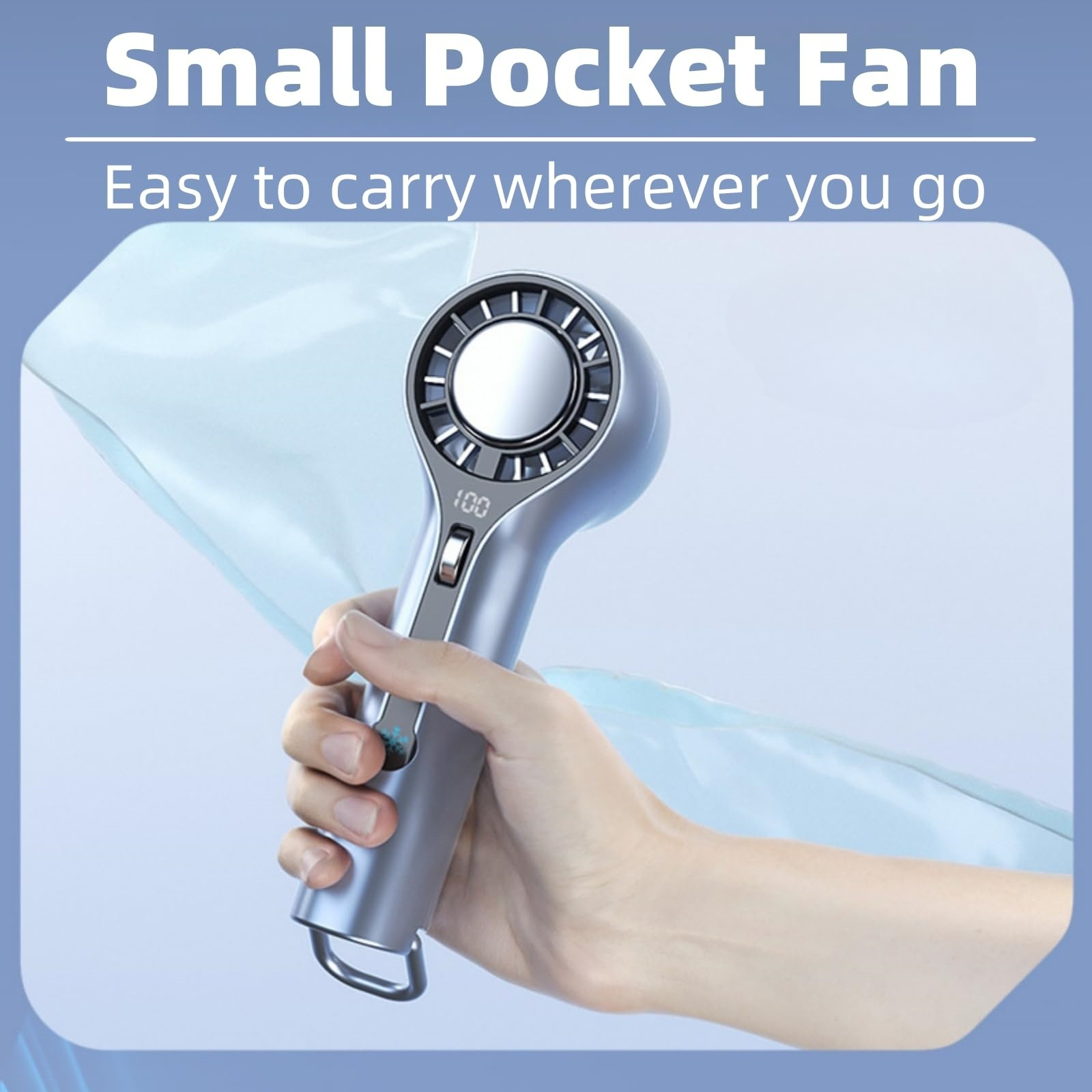 Handheld Fan with Ice Cooling, 3000mAh Rechargeable Personal Turbo Fan with Digital Display, 0-100 Adjustable Speed  Mini Portable for Travel, Outdoor, Camping, Office, Working