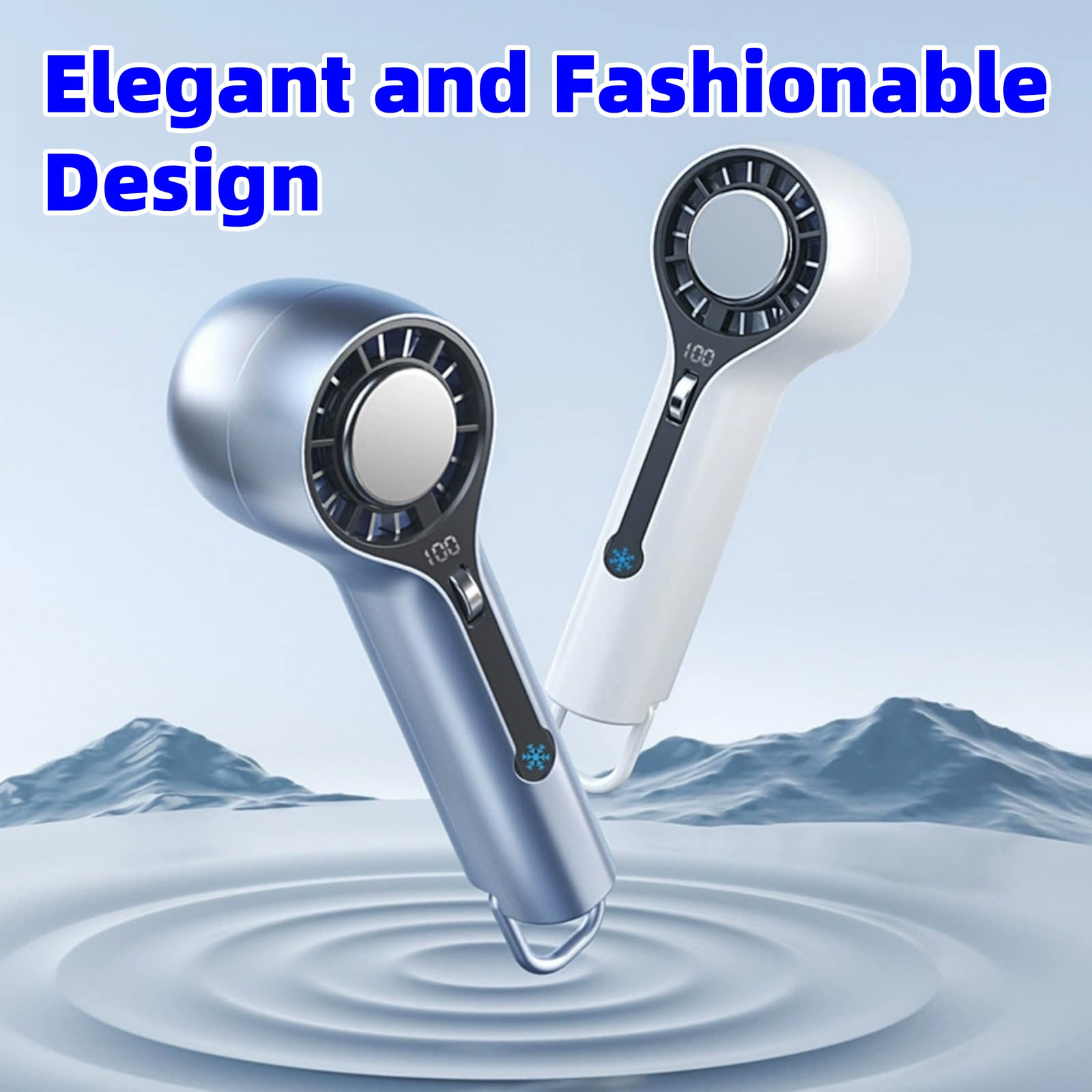 Handheld Fan with Ice Cooling, 3000mAh Rechargeable Personal Turbo Fan with Digital Display, 0-100 Adjustable Speed  Mini Portable for Travel, Outdoor, Camping, Office, Working