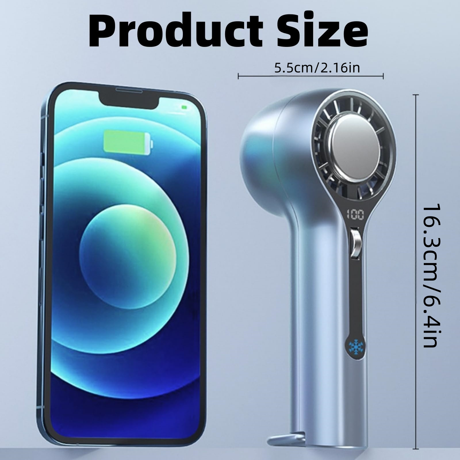 Handheld Fan with Ice Cooling, 3000mAh Rechargeable Personal Turbo Fan with Digital Display, 0-100 Adjustable Speed  Mini Portable for Travel, Outdoor, Camping, Office, Working